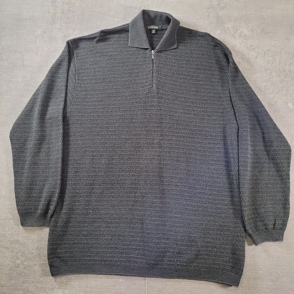 Murano Vintage Wool Blend Sweater Italy 1/4 Zip Gray Grandpa Core Size 2XLT‎
